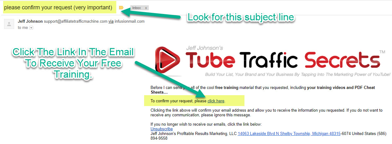 Please Confirm Your Request To Join Our List Video 2 Tube Traffic Secrets 18 Official Site Jeff Johnson